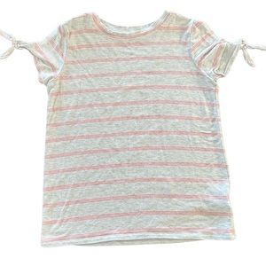 Girls Remi & Ryder Striped Shirt, Medium (8-10), Pink, Gray, SUPER Soft